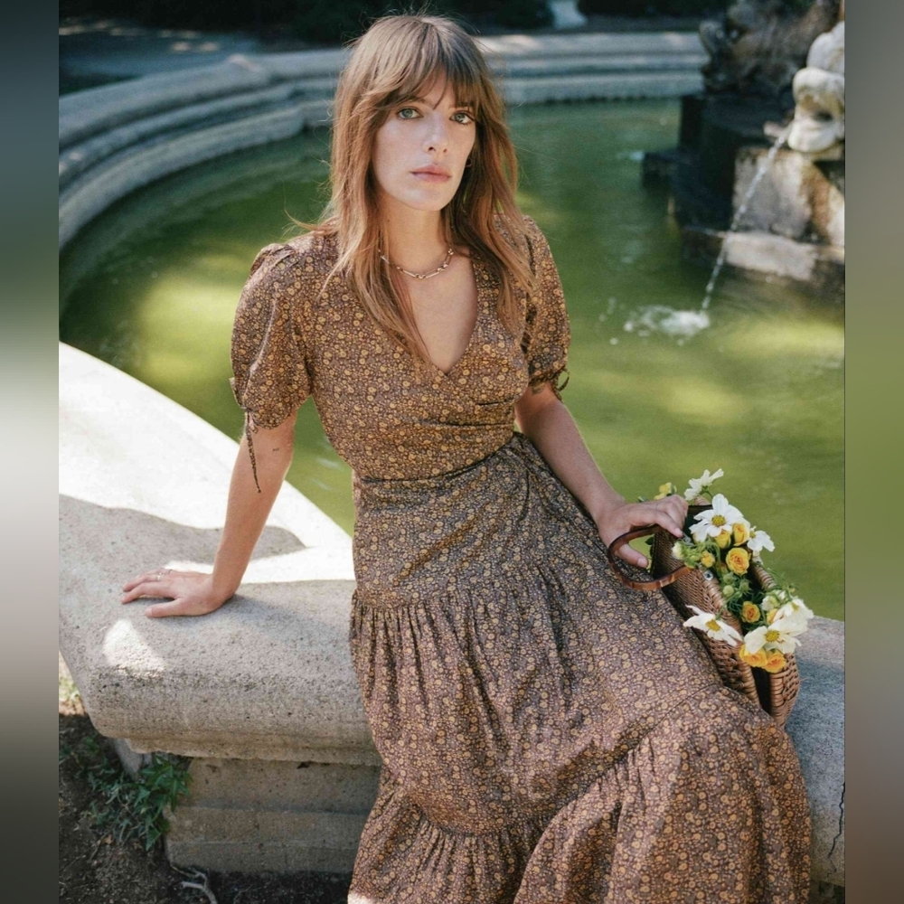 Christy Dawn Brown Floral Midi Dress